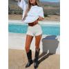 imageWomens Summer Shorts Trendy Ruffle Lace High Waisted Smocked Beach Mini Shorts Y2K Micro Boyshorts Lolita BloomersWhite