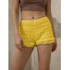 imageWomens Summer Shorts Trendy Ruffle Lace High Waisted Smocked Beach Mini Shorts Y2K Micro Boyshorts Lolita BloomersYellow