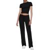 imageAnotherChill Womens 2 Piece Lounge Sets Straight Leg Pants Set Short Sleeve Crop Tshirt Casual Outfits Comfy LoungewearBlack