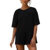 imageAnotherChill Womens Athletic Romper With Pockets Workout Tee Rompers Backless Oversized Onesie Casual ActivewearBlack