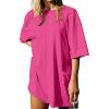 imageAnotherChill Womens Athletic Romper With Pockets Workout Tee Rompers Backless Oversized Onesie Casual ActivewearHotpink