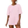 imageAnotherChill Womens Athletic Romper With Pockets Workout Tee Rompers Backless Oversized Onesie Casual ActivewearPink