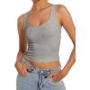 imageAnotherChill Womens Ribbed Crop Tank Tops Scoop Neck High Back Basic Sleeveless Rib Shirt Summer Athletic TopHeather Grey
