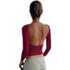 imageWomens Backless TShirts Y2K Crop Top Solid Casual Long Sleeve Sexy Vintage Cut Out 2023 Summer FashionLongsleevered