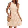 imageWomens Sleeveless Summer Mini Dress Tank Flowy Tiered Short A Line Sundresses Beach Vacation Dresses with PocketsBeige