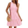 imageWomens Sleeveless Summer Mini Dress Tank Flowy Tiered Short A Line Sundresses Beach Vacation Dresses with PocketsPink