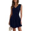 imageWomens Summer Mini Dresses Casual Ruffle Flowy Tiered Sleeveless Sundresses Swing A Line Beach Short DressRoyal Blue