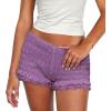 imageWomens Summer Shorts Trendy Ruffle Lace High Waisted Smocked Beach Mini Shorts Y2K Micro Boyshorts Lolita BloomersPurple