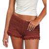 imageWomens Summer Shorts Trendy Ruffle Lace High Waisted Smocked Beach Mini Shorts Y2K Micro Boyshorts Lolita BloomersRust Red