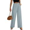 imageWomens Wide Leg Dress Pants High Waisted Business Casual Trousers Dressy Work Office Pants with PocketsTeal