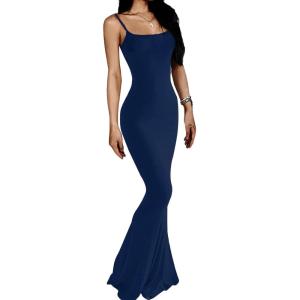 imageAnotherChill Womens Casual Lounge Slip Long Dress Sexy Sleeveless Backless Bodycon Maxi Dresses 2025 Summer Slim ElegantNavyblue