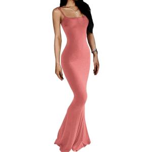 imageAnotherChill Womens Casual Lounge Slip Long Dress Sexy Sleeveless Backless Bodycon Maxi Dresses 2025 Summer Slim ElegantPink