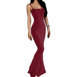 imageAnotherChill Womens Casual Lounge Slip Long Dress Sexy Sleeveless Backless Bodycon Maxi Dresses 2025 Summer Slim ElegantWine