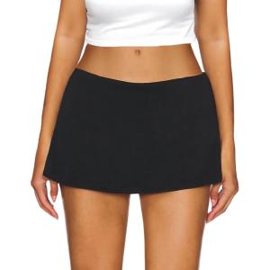 imageAnotherChill Womens Low Waist Micro Mini Skorts Skirt with Builtin Shorts Sexy Stretch Black Skirts Basic Summer OutfitsBlack