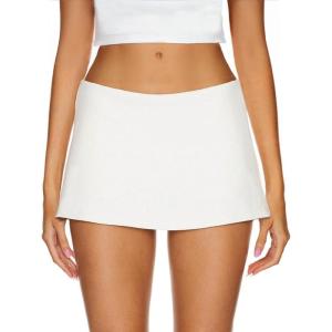 imageAnotherChill Womens Low Waist Micro Mini Skorts Skirt with Builtin Shorts Sexy Stretch Black Skirts Basic Summer OutfitsWhite