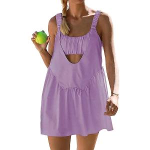 imageAnotherChill Womens Tennis Dress Builtin Bra ampamp Matching Shorts Pockets Workout Dresses Athletic Outfits Cut Out Two PiecePurple