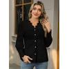 imageLace Tops for Women Dressy Casual Blouses Puff Long Sleeve V Neck Button Down Business Work ShirtsBlack