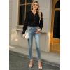 imageLace Tops for Women Dressy Casual Blouses Puff Long Sleeve V Neck Button Down Business Work ShirtsBlack