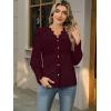imageLace Tops for Women Dressy Casual Blouses Puff Long Sleeve V Neck Button Down Business Work ShirtsDark Red