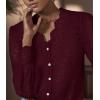 imageLace Tops for Women Dressy Casual Blouses Puff Long Sleeve V Neck Button Down Business Work ShirtsDark Red