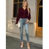 imageLace Tops for Women Dressy Casual Blouses Puff Long Sleeve V Neck Button Down Business Work ShirtsDark Red