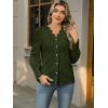 imageLace Tops for Women Dressy Casual Blouses Puff Long Sleeve V Neck Button Down Business Work ShirtsDeep Green