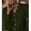 imageLace Tops for Women Dressy Casual Blouses Puff Long Sleeve V Neck Button Down Business Work ShirtsDeep Green
