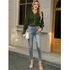 imageLace Tops for Women Dressy Casual Blouses Puff Long Sleeve V Neck Button Down Business Work ShirtsDeep Green
