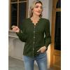 imageLace Tops for Women Dressy Casual Blouses Puff Long Sleeve V Neck Button Down Business Work ShirtsDeep Green