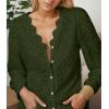 imageLace Tops for Women Dressy Casual Blouses Puff Long Sleeve V Neck Button Down Business Work ShirtsDeep Green