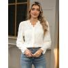 imageLace Tops for Women Dressy Casual Blouses Puff Long Sleeve V Neck Button Down Business Work ShirtsIvory
