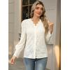 imageLace Tops for Women Dressy Casual Blouses Puff Long Sleeve V Neck Button Down Business Work ShirtsIvory