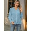 imageLace Tops for Women Dressy Casual Blouses Puff Long Sleeve V Neck Button Down Business Work ShirtsLight Blue