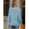 imageLace Tops for Women Dressy Casual Blouses Puff Long Sleeve V Neck Button Down Business Work ShirtsLight Blue