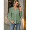 imageLace Tops for Women Dressy Casual Blouses Puff Long Sleeve V Neck Button Down Business Work ShirtsLight Green