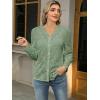 imageLace Tops for Women Dressy Casual Blouses Puff Long Sleeve V Neck Button Down Business Work ShirtsLight Green