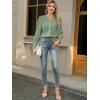 imageLace Tops for Women Dressy Casual Blouses Puff Long Sleeve V Neck Button Down Business Work ShirtsLight Green