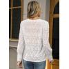 imageLace Tops for Women Dressy Casual Blouses Puff Long Sleeve V Neck Button Down Business Work ShirtsWhite