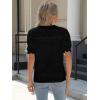 imageLace Tops for Women Dressy Casual V Neck Short Sleeve Button Down Shirts Bussiness Work Office Summer BlousesBlack