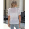 imageLace Tops for Women Dressy Casual V Neck Short Sleeve Button Down Shirts Bussiness Work Office Summer BlousesWhite