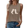 imageSleeveless Tank Tops for Women 2025 Summer Casual Blouses Graphic Tees Loose Fit Crewneck Vacation Outfits ShirtsPattern19
