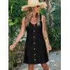imageSummer Dresses for Women 2025 Sleeveless Floral Boho Swimsuit Cover Ups Casual Button Beach Vacation Tank SundressesBlack