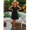 imageSummer Dresses for Women 2025 Sleeveless Floral Boho Swimsuit Cover Ups Casual Button Beach Vacation Tank SundressesBlack