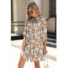 imageSummer Mini Dresses Casual V Neck Drawstring Button Down 34 Sleeve Boho Floral Flowy Beach Shirt Dress PocketsMulti