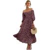 imageWomen Boho Maxi Dresses Summer 2025 Puff Sleeve Square Neck Smocked Aline Casual Ruffle Tiered Flowy Beach Long Dress PocketBlack