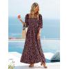 imageWomen Boho Maxi Dresses Summer 2025 Puff Sleeve Square Neck Smocked Aline Casual Ruffle Tiered Flowy Beach Long Dress PocketBlack