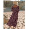 imageWomen Boho Maxi Dresses Summer 2025 Puff Sleeve Square Neck Smocked Aline Casual Ruffle Tiered Flowy Beach Long Dress PocketBlack