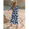 imageWomen Boho Maxi Dresses Summer 2025 Puff Sleeve Square Neck Smocked Aline Casual Ruffle Tiered Flowy Beach Long Dress PocketDark Blue