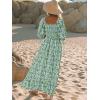 imageWomen Boho Maxi Dresses Summer 2025 Puff Sleeve Square Neck Smocked Aline Casual Ruffle Tiered Flowy Beach Long Dress PocketGreen1
