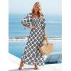imageWomen Boho Maxi Dresses Summer 2025 Puff Sleeve Square Neck Smocked Aline Casual Ruffle Tiered Flowy Beach Long Dress PocketLight Blue